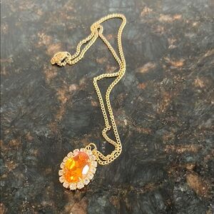 Elegant Gold Necklace with Orange Gemstone
